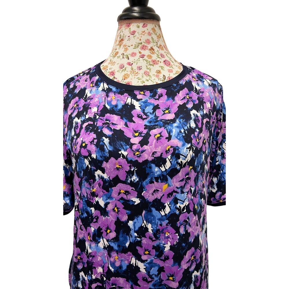 💜 Stan Herman S Purple Floral Dress Stretch Bodycon Y2K Retro Casual Chic - Picture 2 of 4